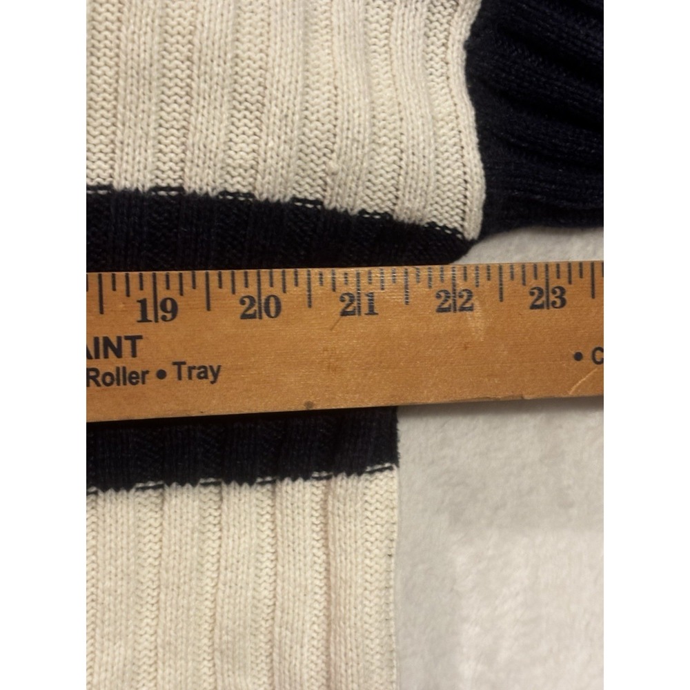 American Eagle Crop Cardigan Sweater Women's S Blue White Chunky Ribbed Striped‎ - Picture 7 of 10